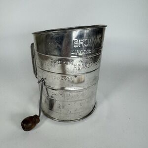 Vintage Bromwell's 3 Cup Measuring Flour Sifter  Wood Handle Farmhouse MCM